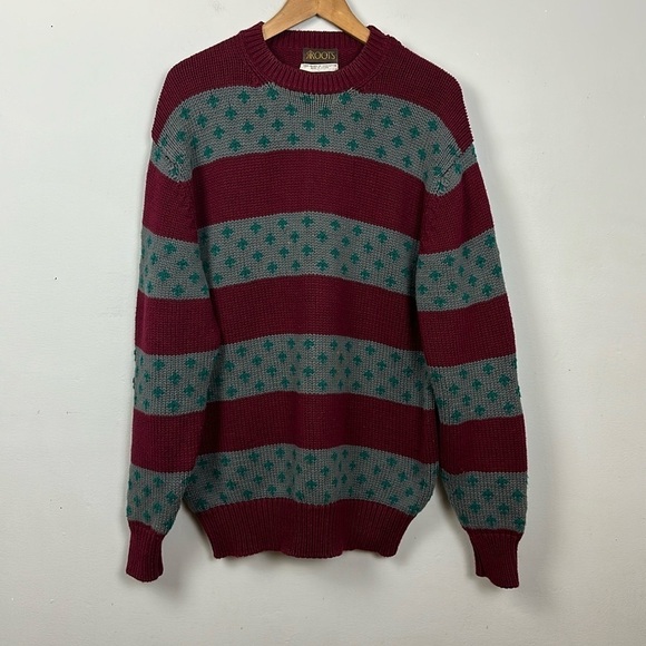 Vintage Roots Grandpa 100% Cotton Hand Framed Sweater Sz L - Picture 1 of 9